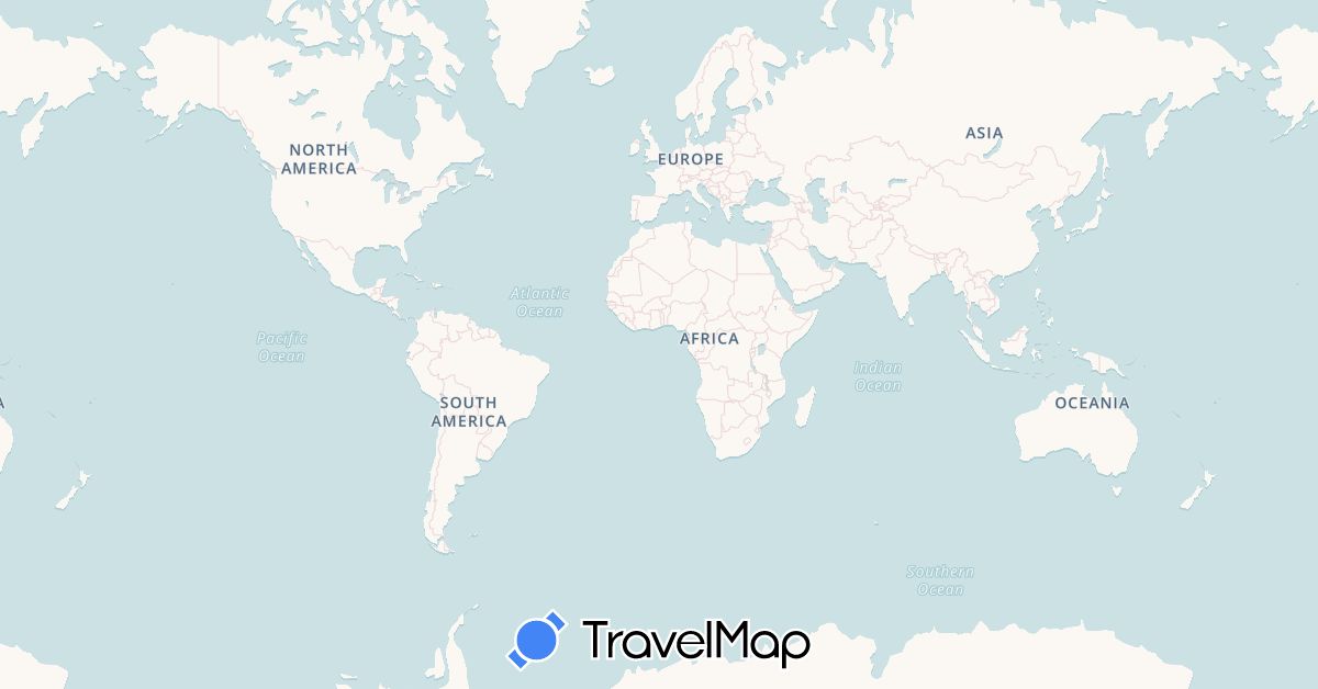 TravelMap itinerary: driving, bus, plane, cycling, train, hiking, boat, motorbike in Colombia, Costa Rica, Spain, France, Mexico (Europe, North America, South America)